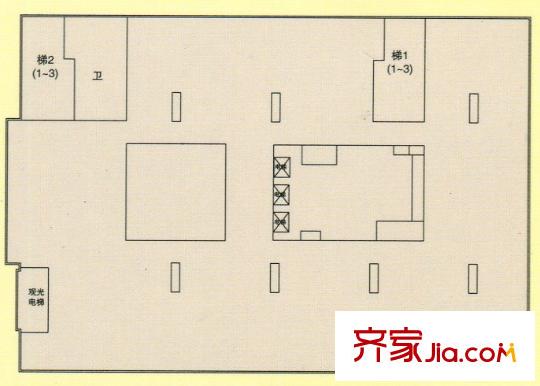 浙聯(lián)金座A座3層戶型 5室2廳1衛(wèi)