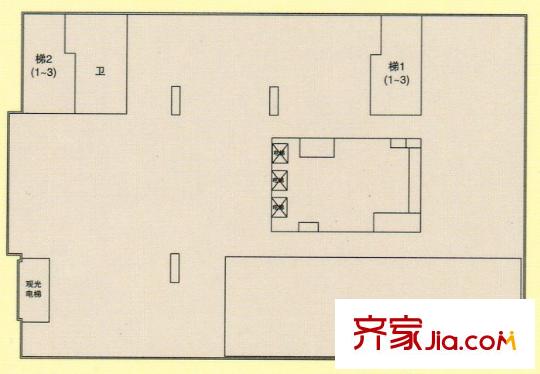 浙聯(lián)金座A座2層戶型 5室2廳1衛(wèi)
