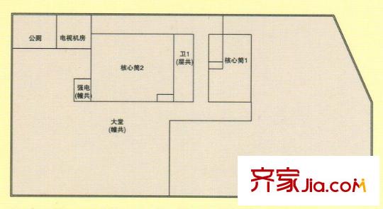 浙聯(lián)金座B座1層戶型 5室2廳2衛(wèi)