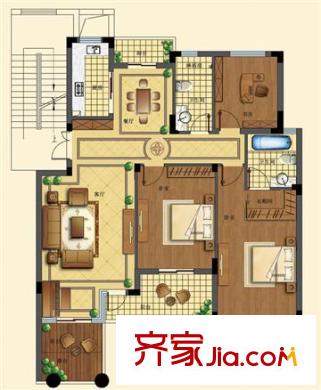 御溪半島景觀多層二樓戶型 3室2廳2衛(wèi)