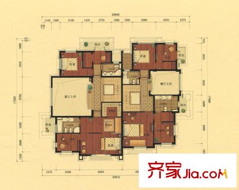 力寶翡翠花園名仕府二層戶型 4室1廳2衛(wèi)
