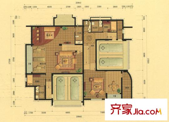 力寶翡翠花園名仕府地下層戶型 4室1廳1衛(wèi)