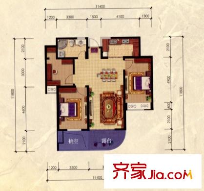 東方普羅旺斯138#140#奇數(shù)層02戶型 3室2廳1衛(wèi)1廚