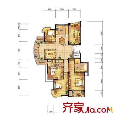 郁金香岸7#F戶型圖 4室2廳2衛(wèi)