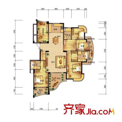 郁金香岸7#E戶型圖 4室2廳3衛(wèi)