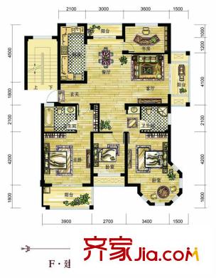 林湖世家F戶型  4室2廳2衛(wèi)