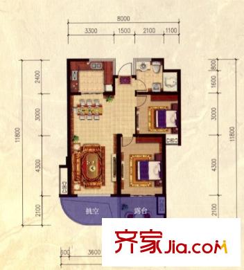 東方普羅旺斯138#140#偶數(shù)層07戶型 2室2廳1衛(wèi)1廚