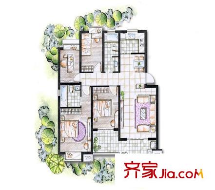 依云小鎮(zhèn)WD1戶(hù)型 4室2廳2衛(wèi)