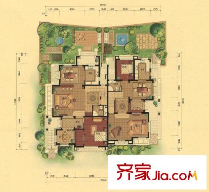 力寶翡翠花園名仕府一層戶型 2室2廳1衛(wèi)