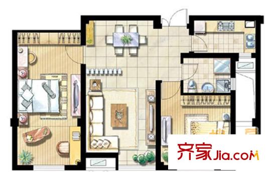 力寶翡翠花園2室2廳1衛(wèi)85平方米 2室2廳1衛(wèi)