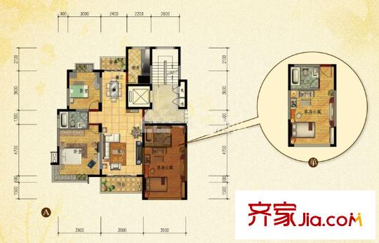恒創(chuàng)金色恬園小高層5號(hào)樓大小套A戶(hù)型 2室2廳1衛(wèi)
