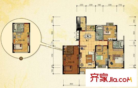 恒創(chuàng)金色恬園小高層5號(hào)樓偶數(shù)層B戶(hù)型 3室2廳2衛(wèi)