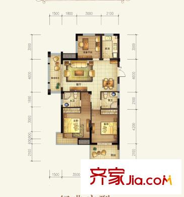 恒鑫文錦苑小高層8號(hào)樓GCB-1戶型 3室2廳2衛(wèi)