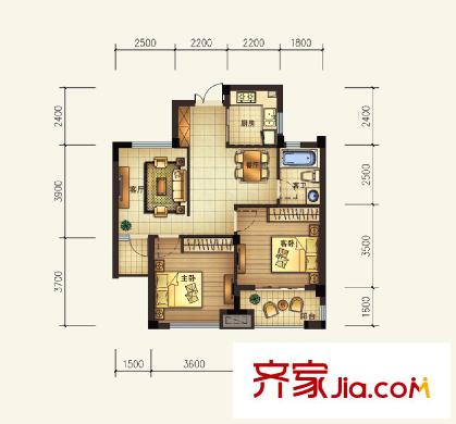 恒鑫文錦苑小高層8號(hào)樓GCB-2戶型 2室2廳1衛(wèi)
