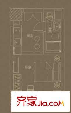融寓B戶型 1室1廳1衛(wèi)