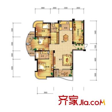 郁金香岸7#143平方米戶型圖 3室2廳2衛(wèi)