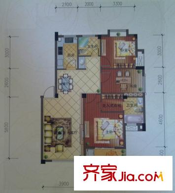 巨匠義圣名苑C2戶(hù)型圖 3室2廳1衛(wèi)