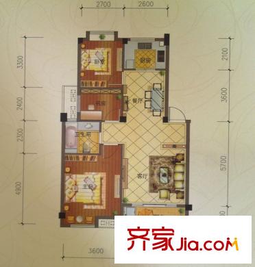 巨匠義圣名苑E2戶(hù)型圖 3室2廳1衛(wèi)