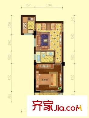 盛大晶座12#13#-C戶型 1室1廳1衛(wèi)1廚