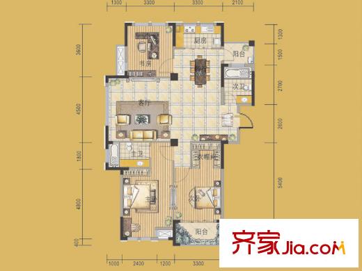 嘉城南都苑G-2-5戶型 3室2廳2衛(wèi)1廚