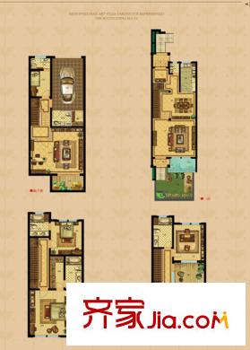 信達(dá)南郡聯(lián)體別墅B戶型天鵝堡 4室3廳5衛(wèi)