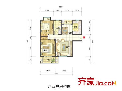 嘉富好第坊三期7#西戶型 2室2廳1衛(wèi)1廚