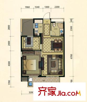 金都夏宮笛園G2-B戶型 2室2廳2衛(wèi)1廚
