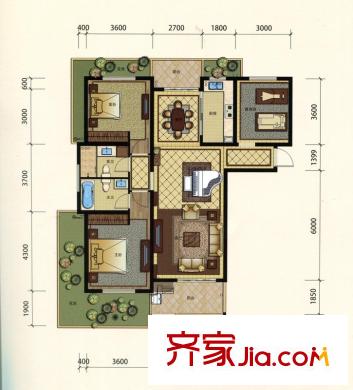 金都夏宮笛園G3-F戶型圖 3室2廳2衛(wèi)1廚