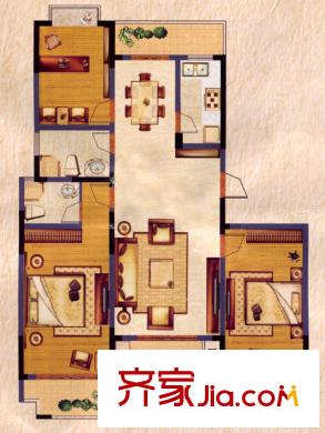 金橋名苑5#C戶(hù)型  3室2廳2衛(wèi)