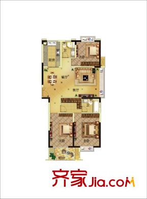 禾峰?乾莊22#樓A1戶型 3室2廳2衛(wèi)1廚