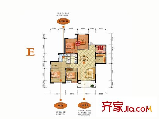 信遠朗庭E戶型 4室2廳2衛(wèi)1廚