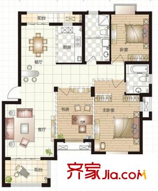 龍盛右岸名邸G戶型 3室2廳2衛(wèi)
