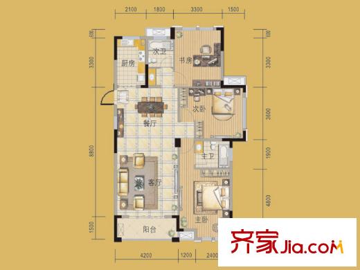 嘉城南都苑G-3-1戶型 3室2廳2衛(wèi)1廚