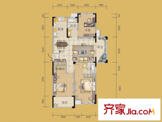 嘉城南都苑G-1-1/G-4-1戶型 3室2廳2衛(wèi)1廚