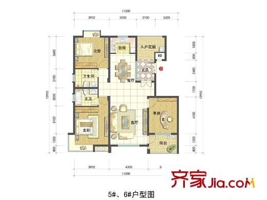 嘉富好第坊三期5#、6#戶型 3室2廳2衛(wèi)1廚