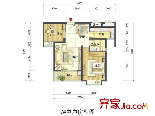 嘉富好第坊三期7#中戶型 2室2廳1衛(wèi)1廚