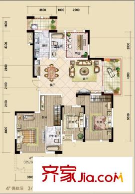 富安臻園二期D戶型圖 4室2廳2衛(wèi)