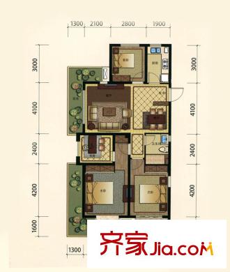 金都夏宮笛園G2-A戶型 4室2廳1衛(wèi)1廚