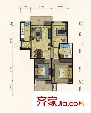 金都夏宮笛園G3-C戶型圖 3室2廳1衛(wèi)