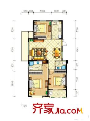 佳源都市43#06室戶型116.17平方米 3室2廳2衛(wèi)1廚