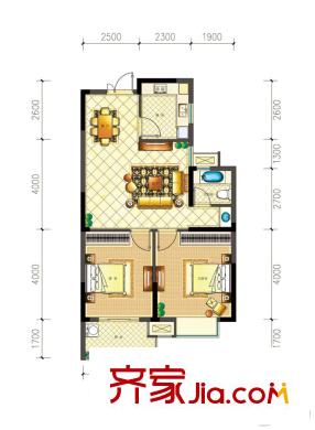 佳源都市45#02室戶型84.51平方米 2室2廳1衛(wèi)1廚
