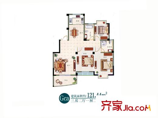 花語(yǔ)湖Gca戶型 3室2廳2衛(wèi)1廚