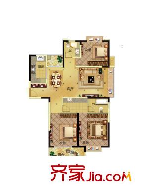禾峰?乾莊24#樓B1戶型 3室2廳2衛(wèi)1廚