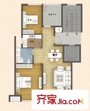 弘信觀湖A-1戶型 2室1廳2衛(wèi)1廚