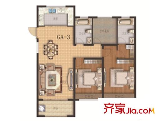 桃源林語GA-3戶型 3室2廳2衛(wèi)1廚