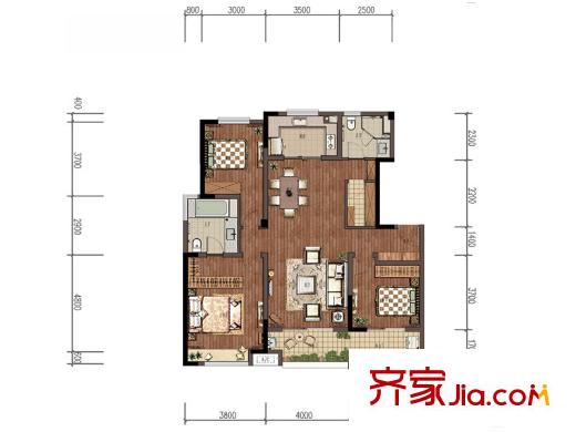 萬科?海上傳奇優(yōu)雅三房D2戶型 3室2廳2衛(wèi)1廚