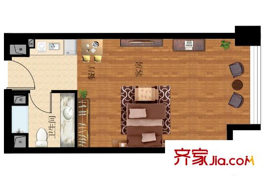 海派秀城S戶型 1室1廳1衛(wèi)1廚