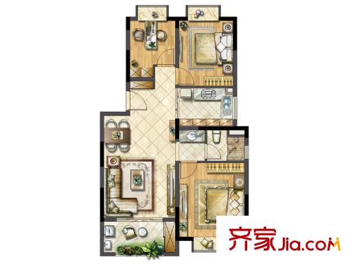 合悅江南Y8-F1戶型圖 3室2廳1衛(wèi)1廚
