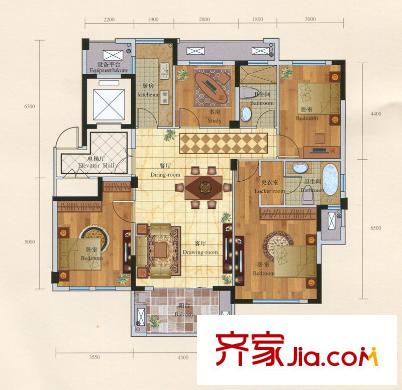 翠湖壹號高層2#、3#、5#、6#G-d戶型 4室2廳2衛(wèi)1廚