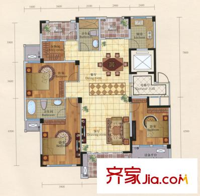 翠湖壹號高層4#202、203室G-g戶型 3室2廳2衛(wèi)1廚